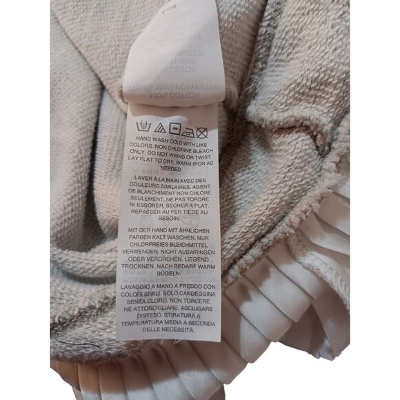 J. CREW Ruffled Sweatshirt M‎ Gray Cream Girly Preppy School Casual Boho Pleats - Picture 8 of 8